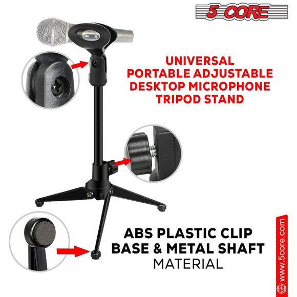 5Core Tripod Desktop Mic Stand Universal Desk Microphone Holder Table Top Stands - Picture 12 of 15